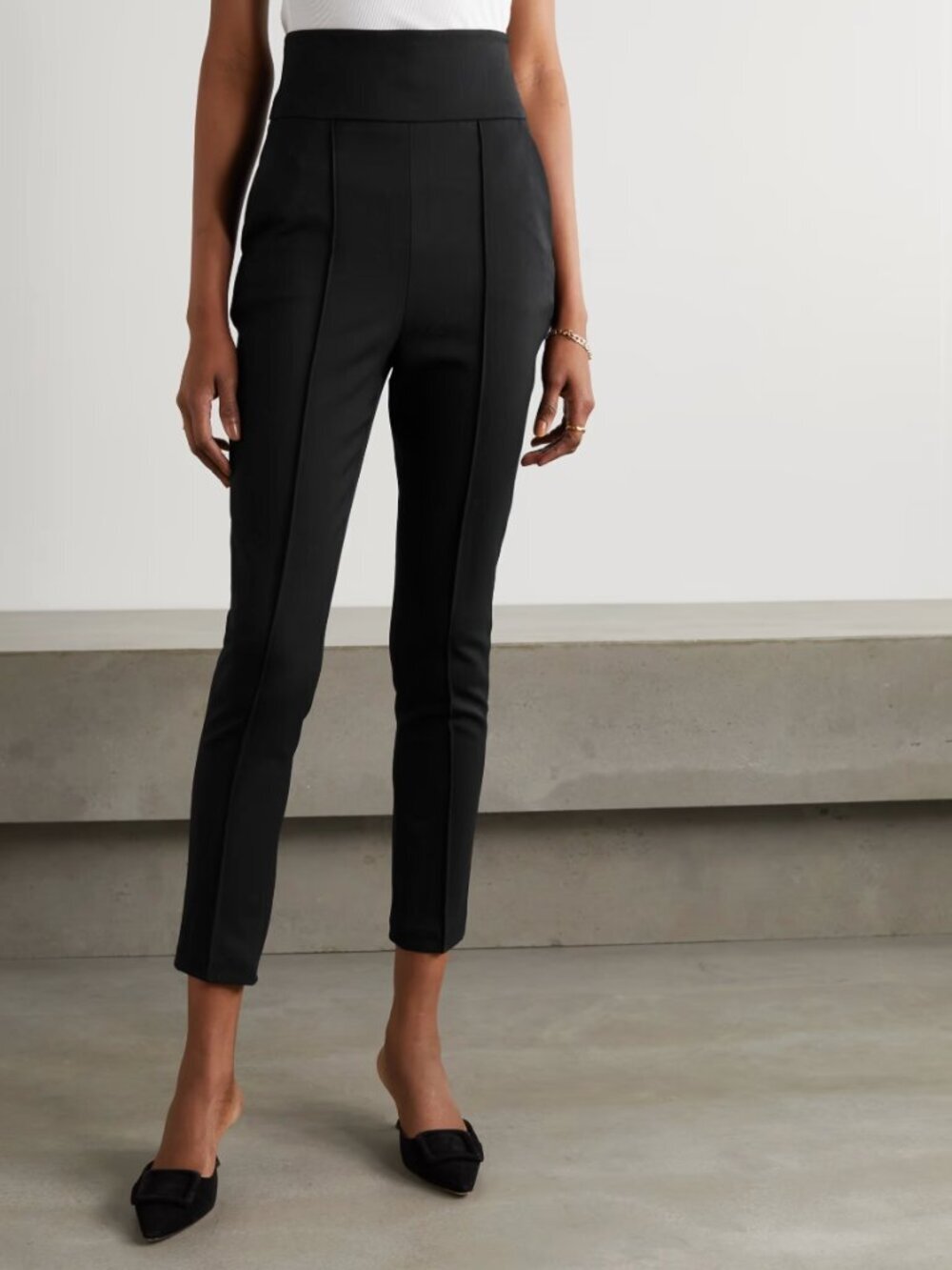 Loulou de Saison Studio Pinzon High-Rise Stretch-Wool Tapered Pants, Black, M